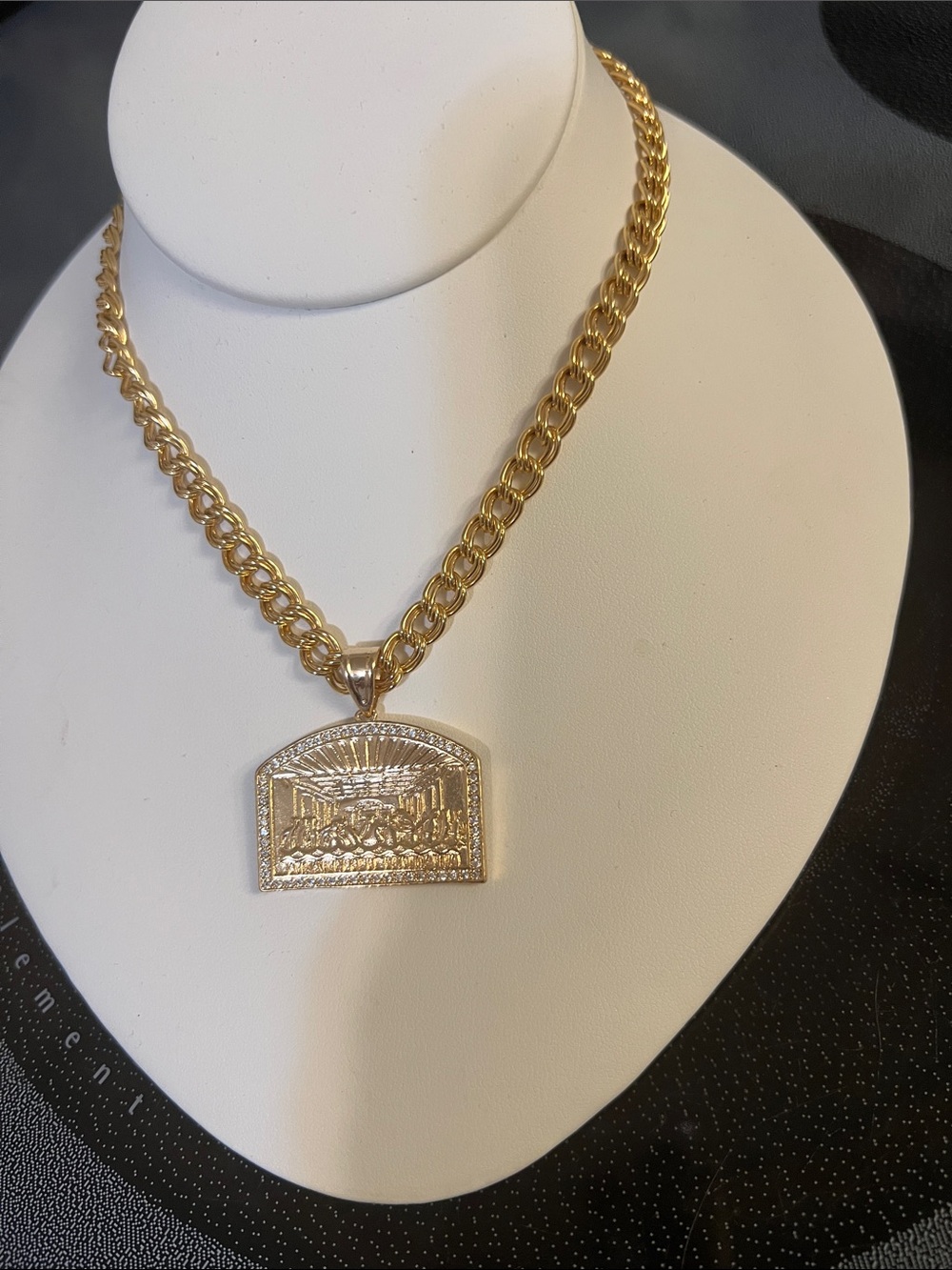 Last Supper Pendant & Chain Necklace, Gold Filled
